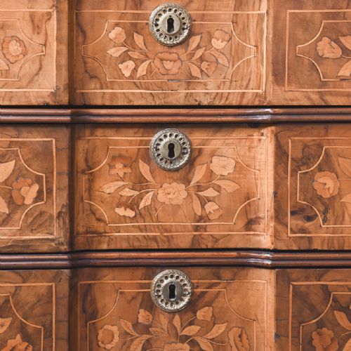 QUALITY DUTCH MARQUETRYINLAID WALNUT BLOCK FRONTED BUREAU - ADDITIONAL PHOTO 5