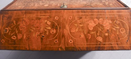 QUALITY DUTCH MARQUETRYINLAID WALNUT BLOCK FRONTED BUREAU - ADDITIONAL PHOTO 7