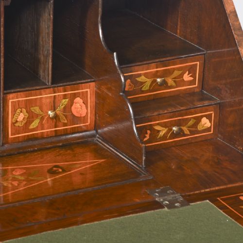 QUALITY DUTCH MARQUETRYINLAID WALNUT BLOCK FRONTED BUREAU - ADDITIONAL PHOTO 11