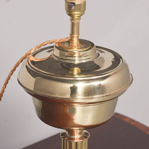 CORINTHIAN COLUMN BRASS VICTORIAN OIL LAMP CONVERTED TO ELECTRICITY - ADDITIONAL PHOTO 3