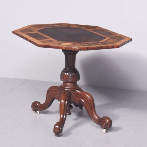 UNUSUALSTYLE DECORATIVE VICTORIAN INLAID ROSEWOOD AND SATINWOOD CENTRE TABLE