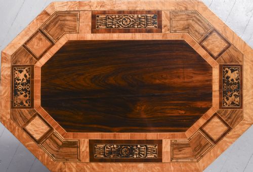 UNUSUALSTYLE DECORATIVE VICTORIAN INLAID ROSEWOOD AND SATINWOOD CENTRE TABLE - ADDITIONAL PHOTO 2