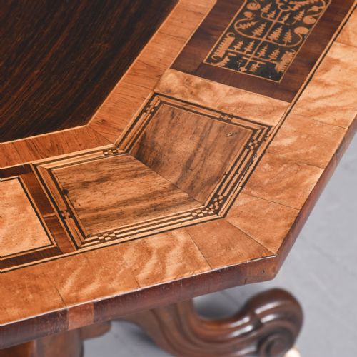UNUSUALSTYLE DECORATIVE VICTORIAN INLAID ROSEWOOD AND SATINWOOD CENTRE TABLE - ADDITIONAL PHOTO 3