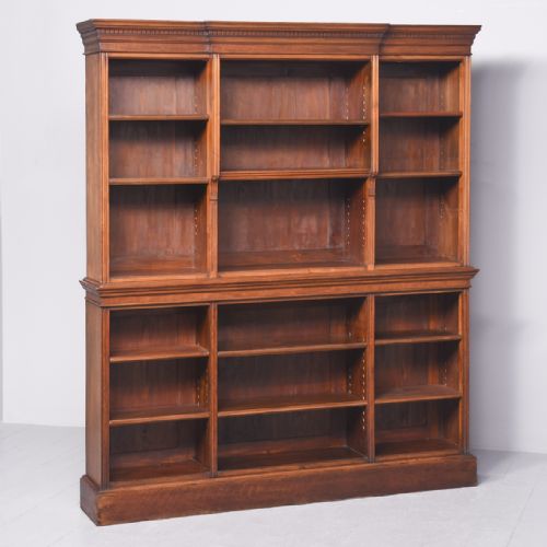 Original Victorian, Two-part Breakfront Open Bookcase