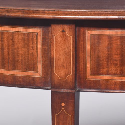 ATTRACTIVE GEORGE III STYLE CROSSBANDED AND INLAID MAHOGANY HALL TABLE - ADDITIONAL PHOTO 2