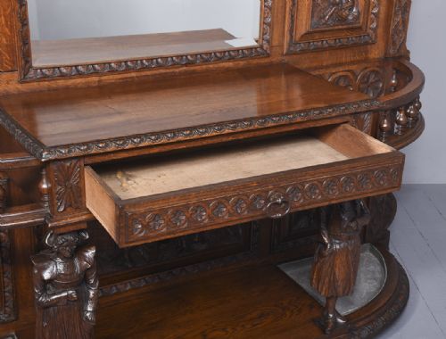 MAGNIFICENT CARVED OAK FLEMISH HALL STAND OF VERY LARGE PROPORTIONS - ADDITIONAL PHOTO 11