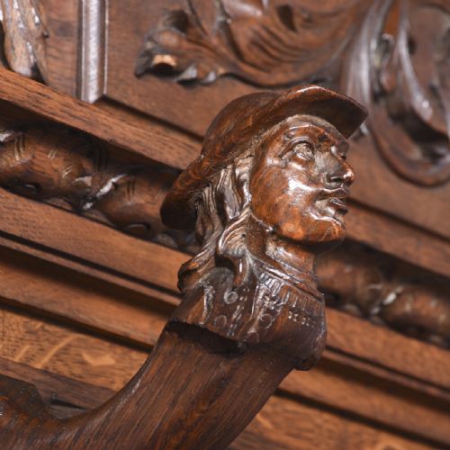 MAGNIFICENT CARVED OAK FLEMISH HALL STAND OF VERY LARGE PROPORTIONS - ADDITIONAL PHOTO 12
