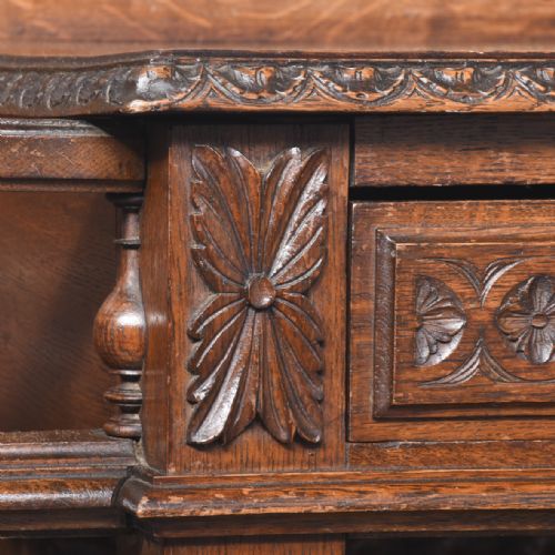 MAGNIFICENT CARVED OAK FLEMISH HALL STAND OF VERY LARGE PROPORTIONS - ADDITIONAL PHOTO 13