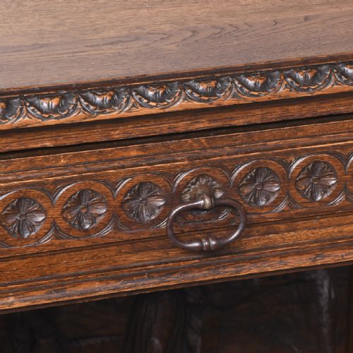 MAGNIFICENT CARVED OAK FLEMISH HALL STAND OF VERY LARGE PROPORTIONS - ADDITIONAL PHOTO 17