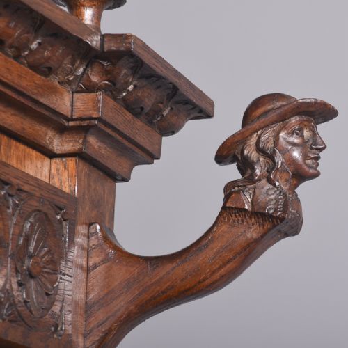 MAGNIFICENT CARVED OAK FLEMISH HALL STAND OF VERY LARGE PROPORTIONS - ADDITIONAL PHOTO 18