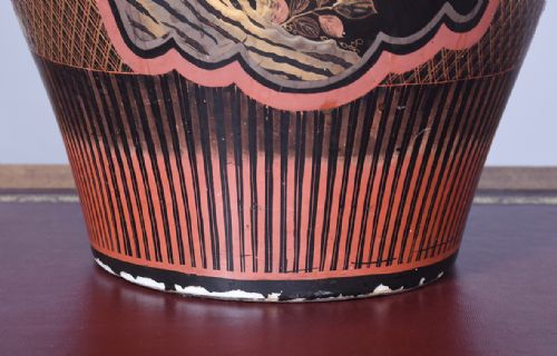 TALL JAPANESE BULBOUS VASE WITH UNUSUAL GEOMETRIC INSET PANELS - ADDITIONAL PHOTO 5