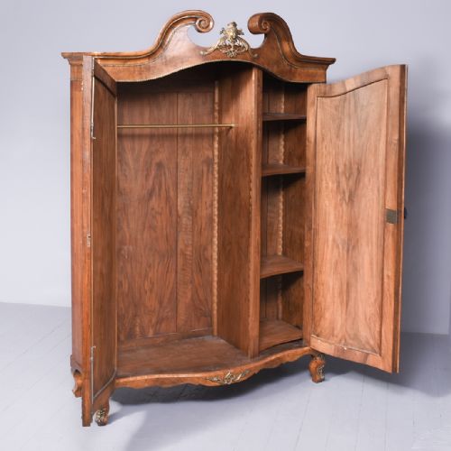 MAGNIFICENT ORMOLU MOUNTED FRENCH BURR WALNUT 2 DOOR ARMOIRE - ADDITIONAL PHOTO 8