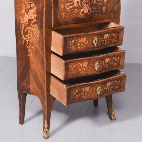DECORATIVE FRENCH MARQUETRY INLAID WALNUT SECRETAIREAABBANT - ADDITIONAL PHOTO 9