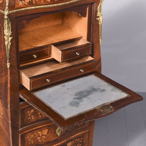 DECORATIVE FRENCH MARQUETRY INLAID WALNUT SECRETAIREAABBANT - ADDITIONAL PHOTO 12