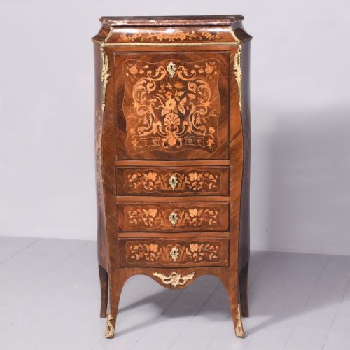 DECORATIVE FRENCH MARQUETRY INLAID WALNUT SECRETAIREAABBANT - ADDITIONAL PHOTO 14