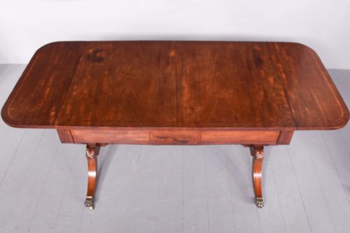 EXCEPTIONAL QUALITY INLAID FIGURED MAHOGANY GEORGE III SOFA TABLE - ADDITIONAL PHOTO 10