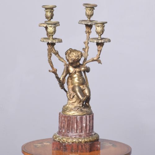 FRENCH ORMOLU AND MARBLE CANDELABRA