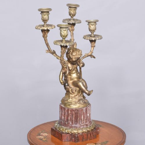 FRENCH ORMOLU AND MARBLE CANDELABRA - ADDITIONAL PHOTO 1