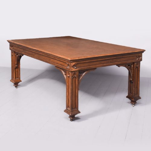 A GOTHIC OAK DINING TABLE - ADDITIONAL PHOTO 7