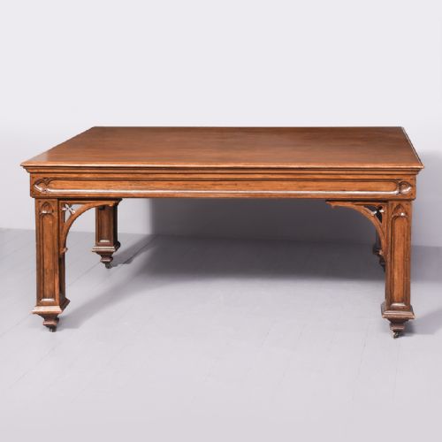 A GOTHIC OAK DINING TABLE - ADDITIONAL PHOTO 8