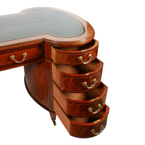 AN HOUR GLASS SHAPED MAHOGANY PARTNERS DESK - ADDITIONAL PHOTO 3
