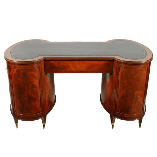 AN HOUR GLASS SHAPED MAHOGANY PARTNERS DESK - ADDITIONAL PHOTO 4