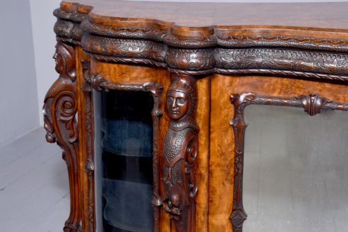 MIDVICTORIAN CARVED SERPENTINE FRONTED CREDENZA - ADDITIONAL PHOTO 1