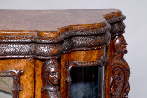 MIDVICTORIAN CARVED SERPENTINE FRONTED CREDENZA - ADDITIONAL PHOTO 2