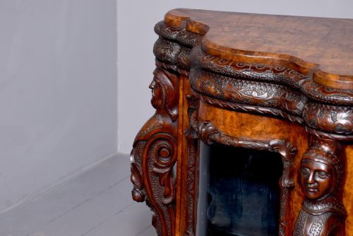 MIDVICTORIAN CARVED SERPENTINE FRONTED CREDENZA - ADDITIONAL PHOTO 4