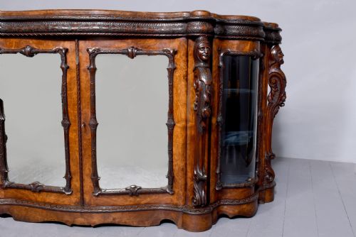 MIDVICTORIAN CARVED SERPENTINE FRONTED CREDENZA - ADDITIONAL PHOTO 12