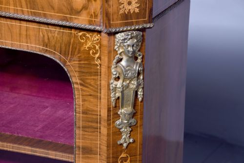 VICTORIAN FIGURED WALNUT MARQUETRY INLAID TWODOOR GLAZED CABINET - ADDITIONAL PHOTO 1