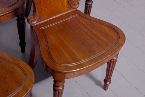 SET OF FIVE GEORGE IV HERALDIC MAHOGANY HALL CHAIRS - ADDITIONAL PHOTO 4