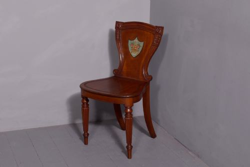 SET OF FIVE GEORGE IV HERALDIC MAHOGANY HALL CHAIRS - ADDITIONAL PHOTO 7