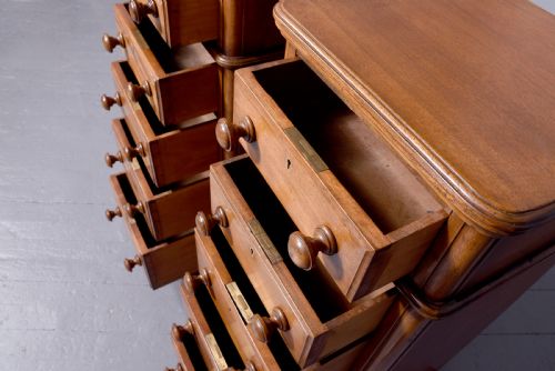 RARE PAIR OF TALL MIDVICTORIAN MAHOGANY WELLINGTONTYPE CHEST OF DRAWERS - ADDITIONAL PHOTO 2