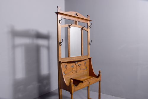 OAK ART NOUVEAU HALL STAND - ADDITIONAL PHOTO 3