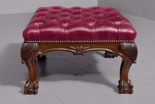 GEORGE III STYLE MAHOGANY AND LEATHER UPHOLSTERED CENTRE STOOL - ADDITIONAL PHOTO 2