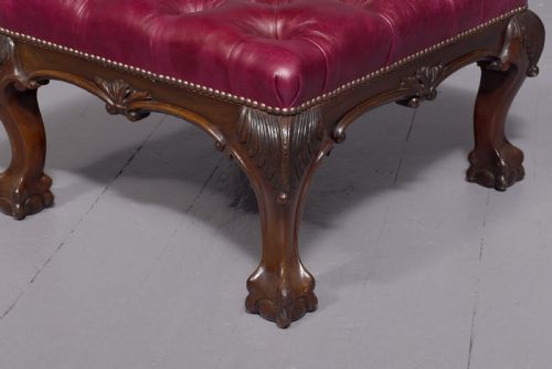 GEORGE III STYLE MAHOGANY AND LEATHER UPHOLSTERED CENTRE STOOL - ADDITIONAL PHOTO 3