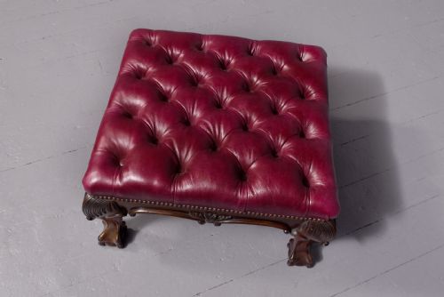 GEORGE III STYLE MAHOGANY AND LEATHER UPHOLSTERED CENTRE STOOL - ADDITIONAL PHOTO 4