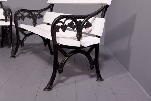 PAIR OF VICTORIAN CAST IRON AND TIMBER GARDEN BENCHES - ADDITIONAL PHOTO 1