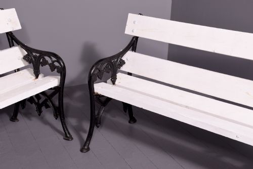 PAIR OF VICTORIAN CAST IRON AND TIMBER GARDEN BENCHES - ADDITIONAL PHOTO 2