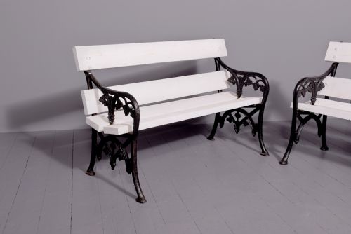 PAIR OF VICTORIAN CAST IRON AND TIMBER GARDEN BENCHES - ADDITIONAL PHOTO 3