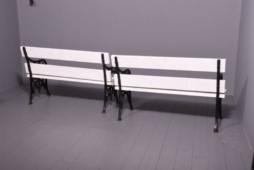 PAIR OF VICTORIAN CAST IRON AND TIMBER GARDEN BENCHES - ADDITIONAL PHOTO 4