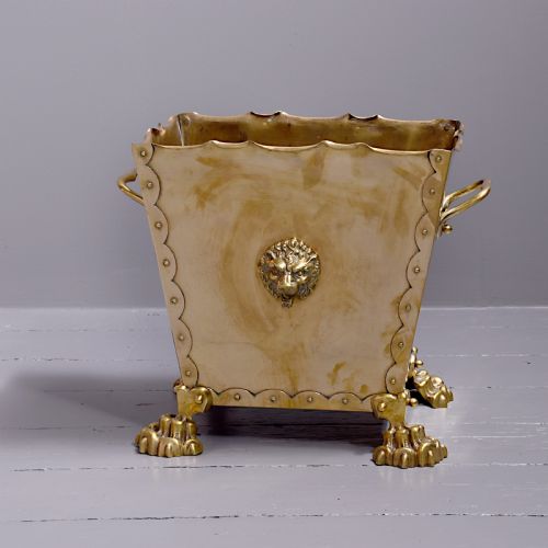Fine Quality Victorian Brass Rectangular Coal Bucket/wastepaper Bin