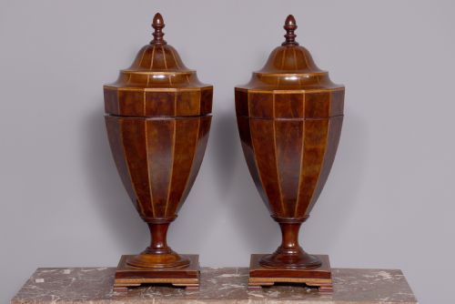 QUALITY PAIR OF LIDDED INLAID CUTLERY URNS - ADDITIONAL PHOTO 7