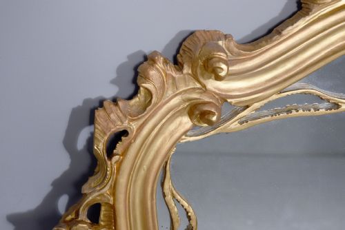 OUTSTANDING LARGE ROCOCO STYLE CARVED GILTWOOD OVERMANTEL MIRROR - ADDITIONAL PHOTO 2