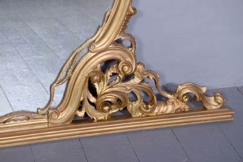 OUTSTANDING LARGE ROCOCO STYLE CARVED GILTWOOD OVERMANTEL MIRROR - ADDITIONAL PHOTO 3