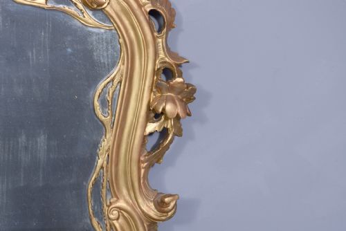 OUTSTANDING LARGE ROCOCO STYLE CARVED GILTWOOD OVERMANTEL MIRROR - ADDITIONAL PHOTO 4