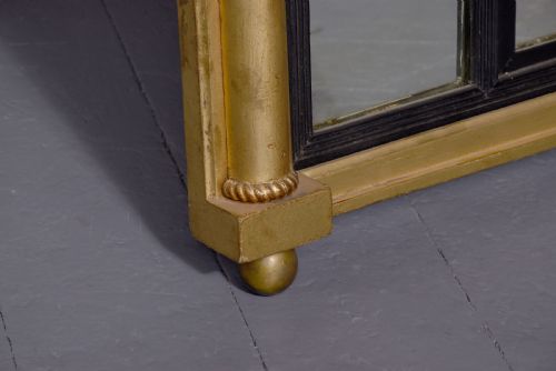 NEATSIZED REGENCY PERIOD GILDED TRIPTYCH OVERMANTEL MIRROR WITH ACANTHUS DECORATED COLUMNS - ADDITIONAL PHOTO 1