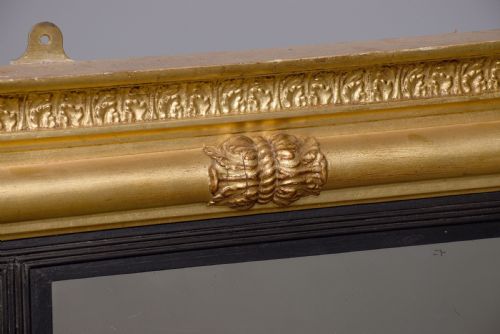 NEATSIZED REGENCY PERIOD GILDED TRIPTYCH OVERMANTEL MIRROR WITH ACANTHUS DECORATED COLUMNS - ADDITIONAL PHOTO 4