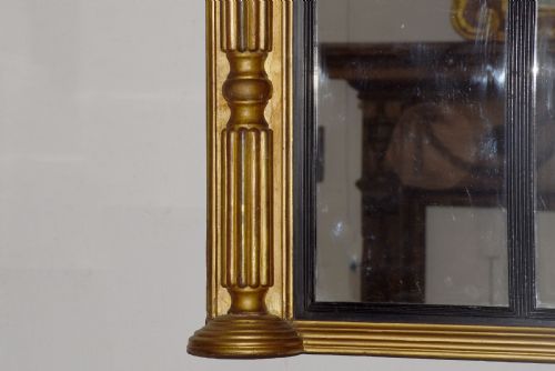 NEATSIZED REGENCY GILTWOOD TRIPTYCH OVERMANTEL MIRROR IN EXCELLENT CONDITION - ADDITIONAL PHOTO 1